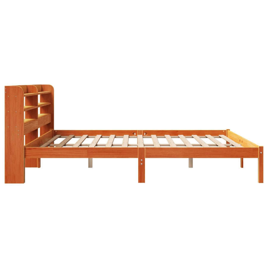 Bedframe met hoofdbord massief grenenhout wasbruin 200x200 cm