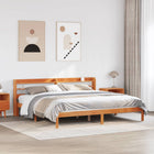 Bedframe massief grenenhout wasbruin 200x200 cm