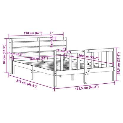 Bedframe zonder matras massief grenenhout 160x200 cm
