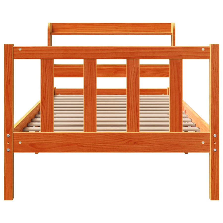 Bedframe met hoofdbord massief grenenhout wasbruin 100x200 cm
