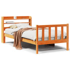 Bedframe met hoofdbord massief grenenhout wasbruin 100x200 cm