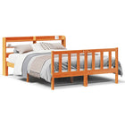 Bedframe met hoofdbord massief grenenhout wasbruin 160x200 cm