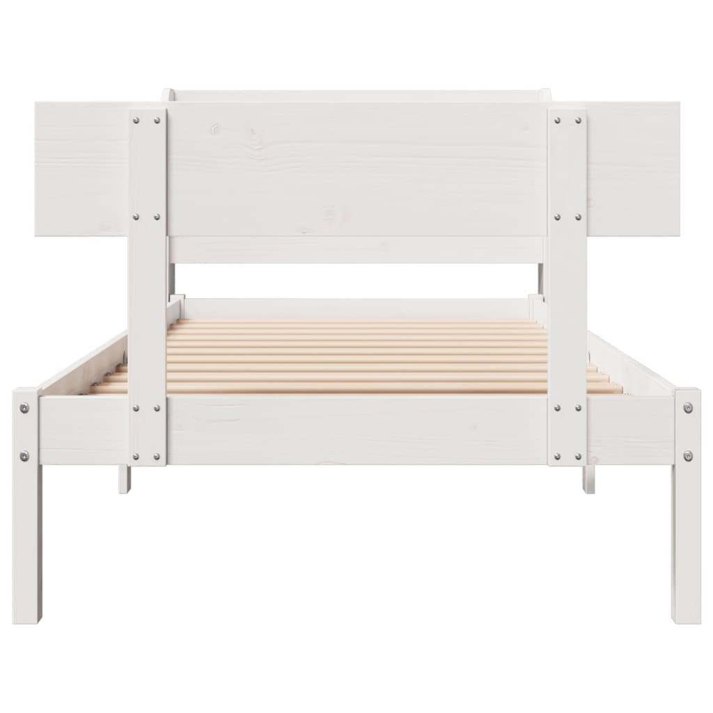 Bedframe zonder matras massief grenenhout wit 75x190 cm