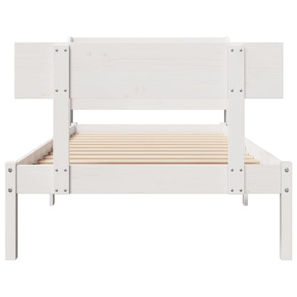 Bedframe zonder matras massief grenenhout wit 75x190 cm