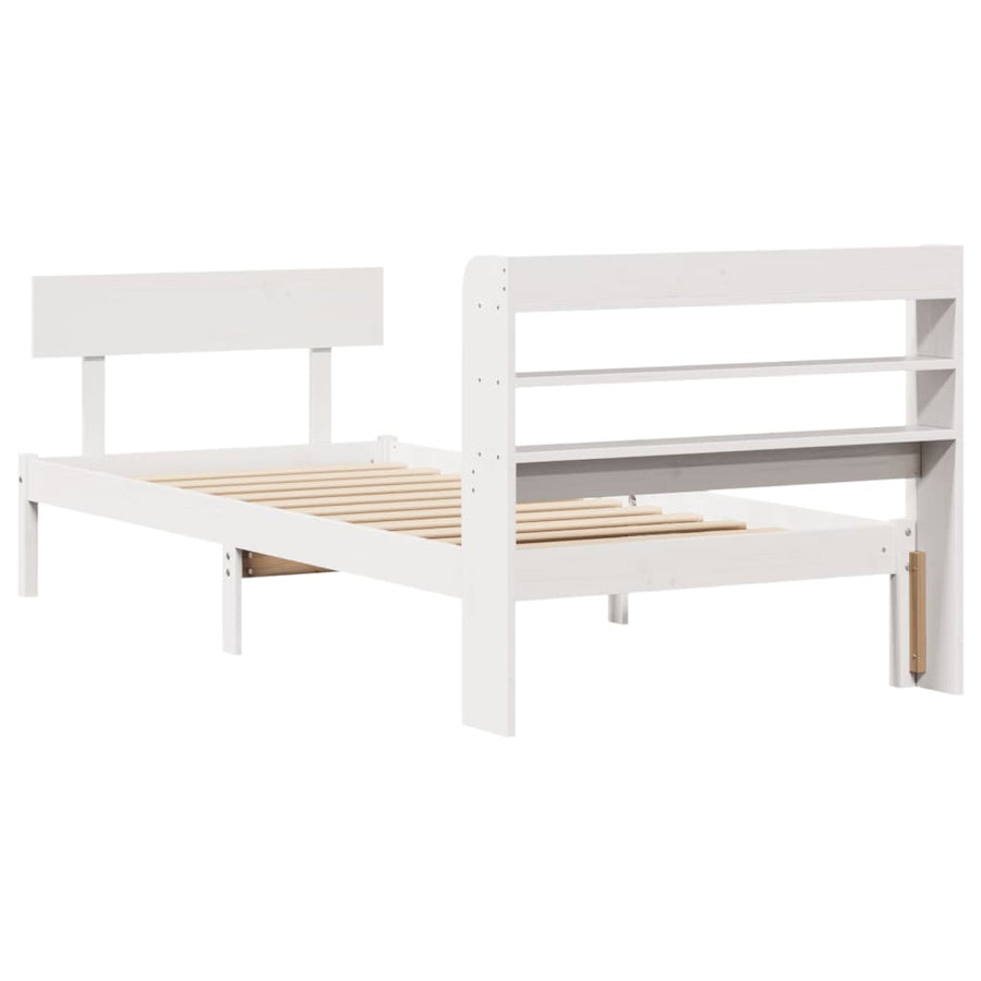 Bedframe zonder matras massief grenenhout wit 75x190 cm