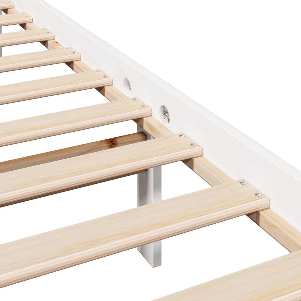 Bedframe zonder matras massief grenenhout wit 75x190 cm