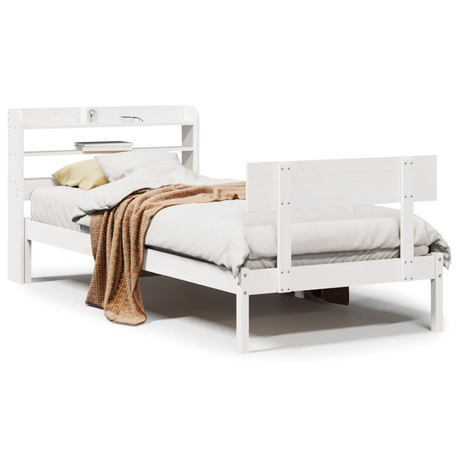 Bedframe zonder matras massief grenenhout wit 90x190 cm