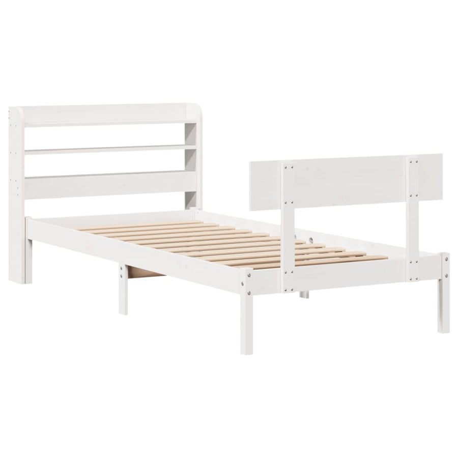 Bedframe zonder matras massief grenenhout wit 90x190 cm