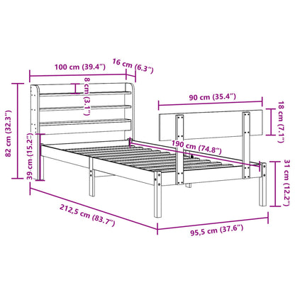 Bedframe zonder matras massief grenenhout wit 90x190 cm