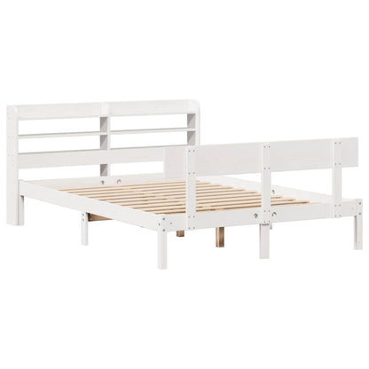 Bedframe zonder matras massief grenenhout wit 135x190 cm