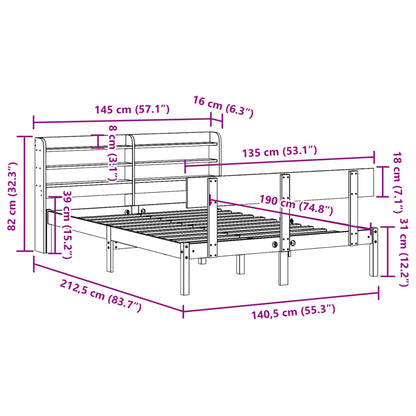 Bedframe zonder matras massief grenenhout wit 135x190 cm