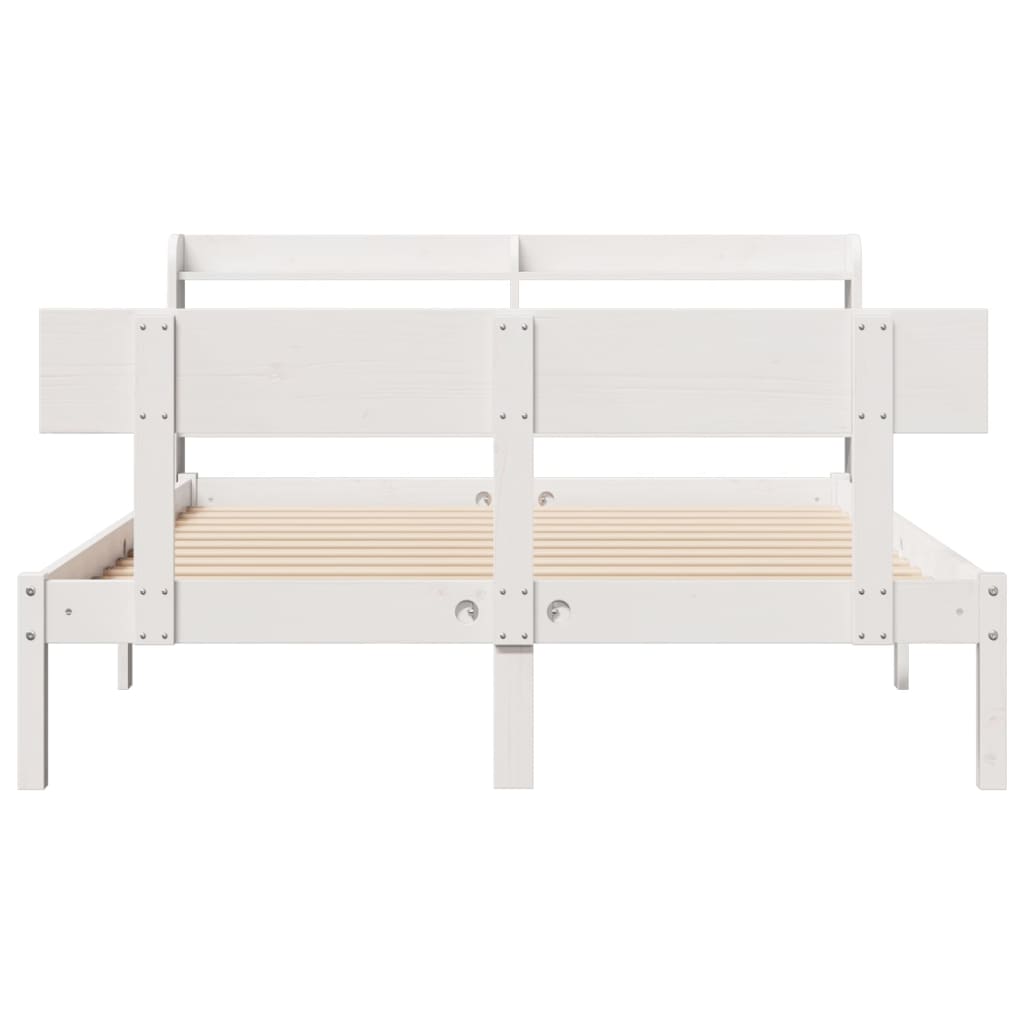 Bedframe zonder matras massief grenenhout wit 135x190 cm