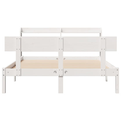 Bedframe zonder matras massief grenenhout wit 135x190 cm