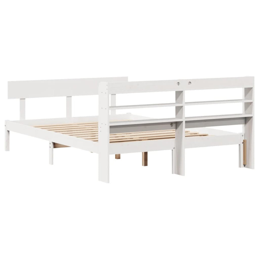 Bedframe zonder matras massief grenenhout wit 135x190 cm