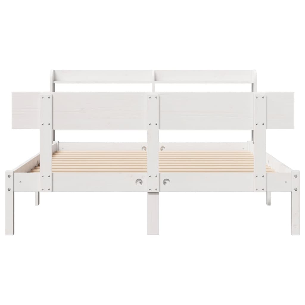 Bedframe zonder matras massief grenenhout wit 140x190 cm