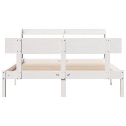 Bedframe zonder matras massief grenenhout wit 140x190 cm