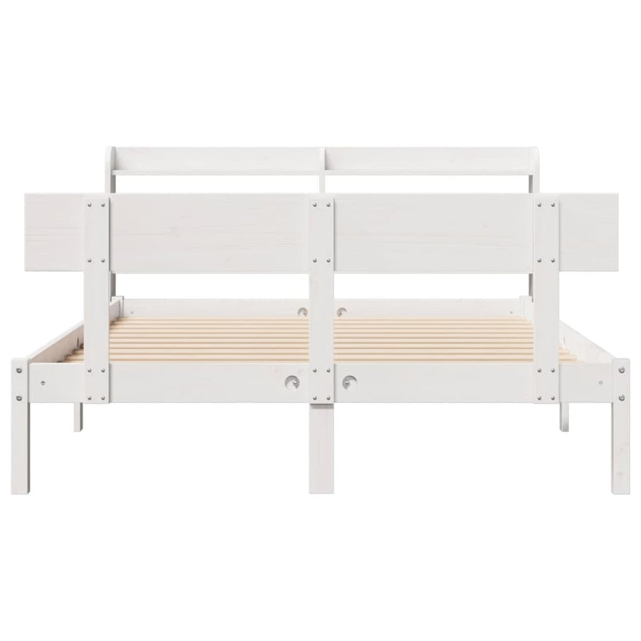 Bedframe zonder matras massief grenenhout wit 140x190 cm