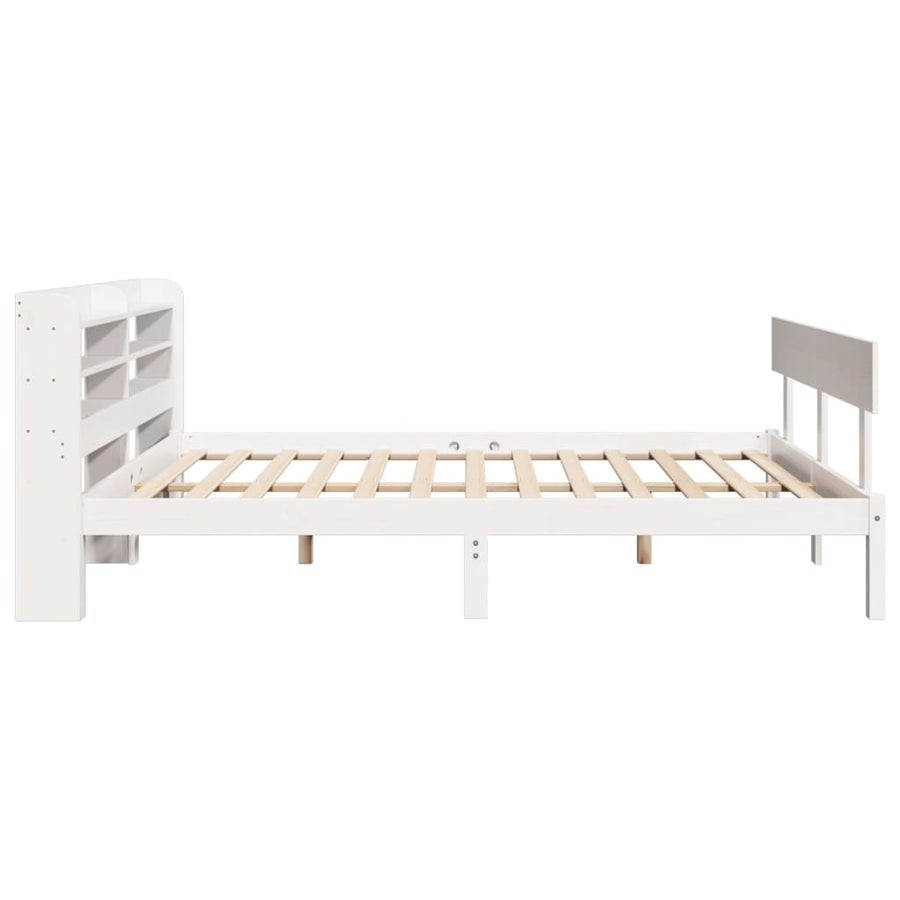 Bedframe zonder matras massief grenenhout wit 140x190 cm