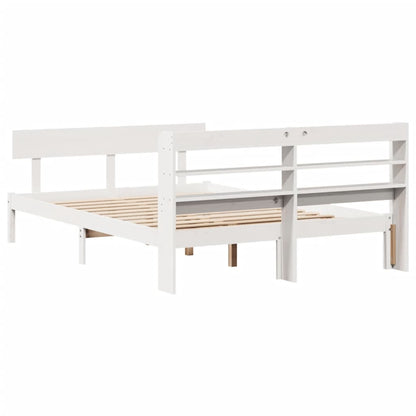 Bedframe zonder matras massief grenenhout wit 140x190 cm