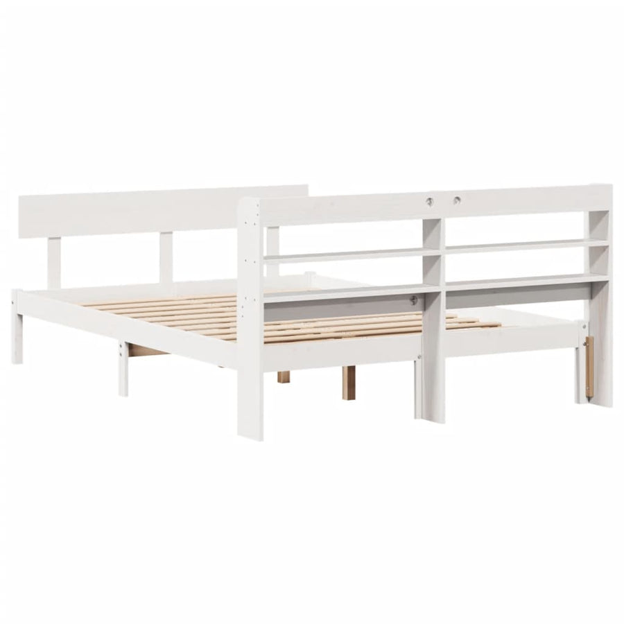 Bedframe zonder matras massief grenenhout wit 140x190 cm