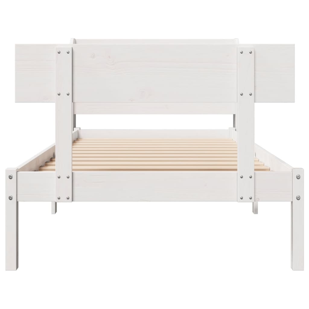 Bedframe zonder matras massief grenenhout wit 90x200 cm