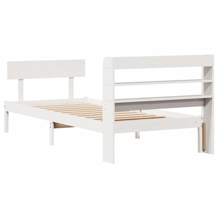 Bedframe zonder matras massief grenenhout wit 90x200 cm