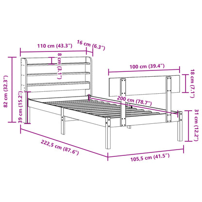 Bedframe zonder matras massief grenenhout wit 140x200 cm