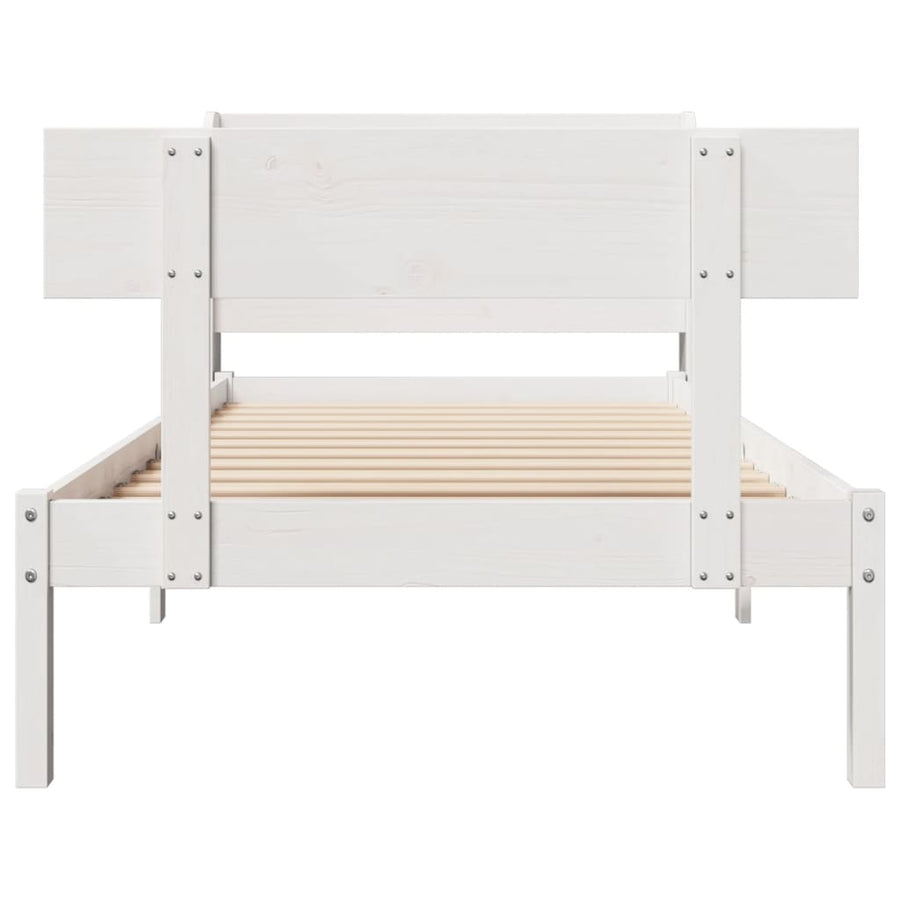Bedframe zonder matras massief grenenhout wit 140x200 cm