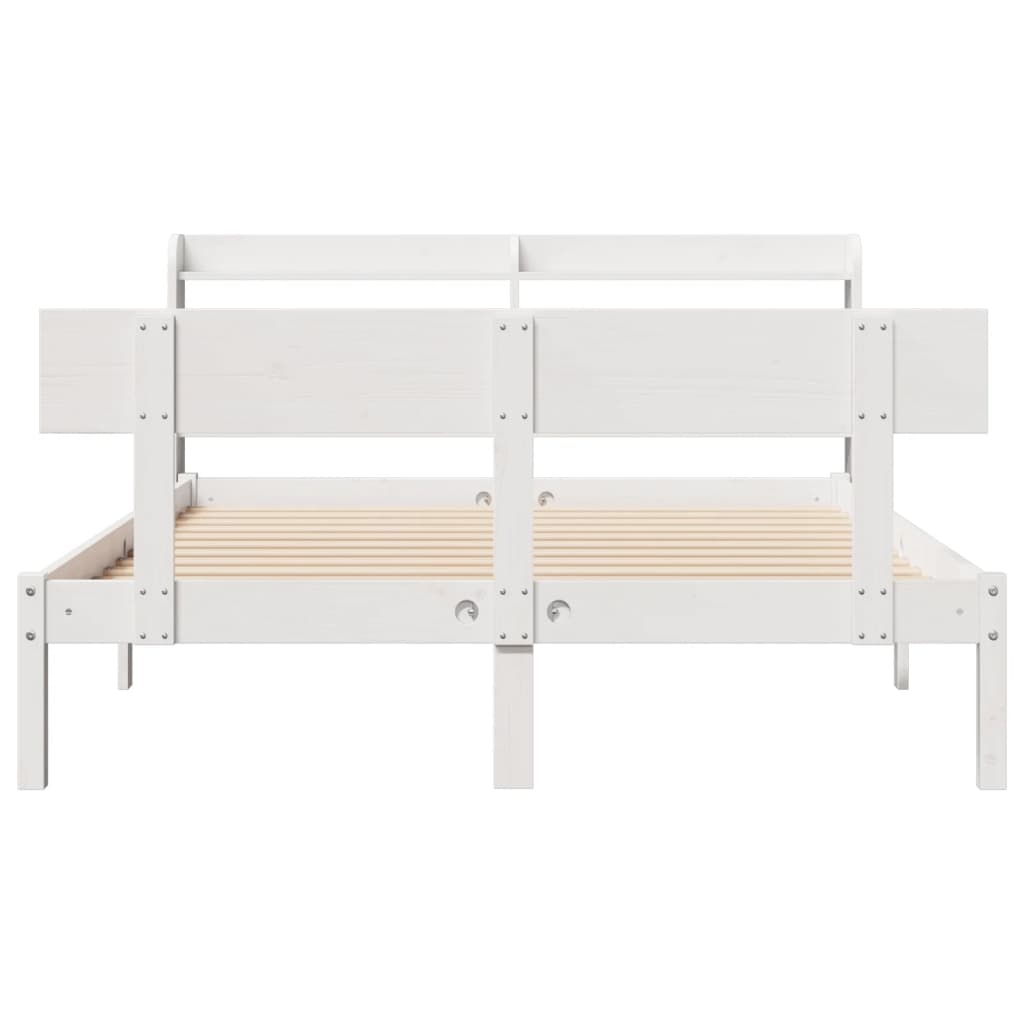Bedframe zonder matras massief grenenhout wit 140x200 cm