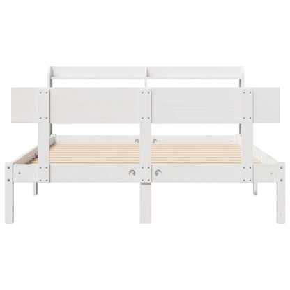 Bedframe zonder matras massief grenenhout wit 140x200 cm