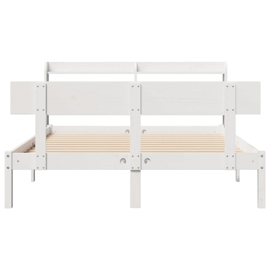 Bedframe zonder matras massief grenenhout wit 140x200 cm