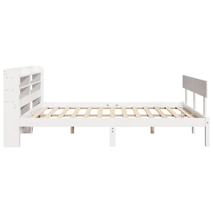 Bedframe zonder matras massief grenenhout wit 140x200 cm