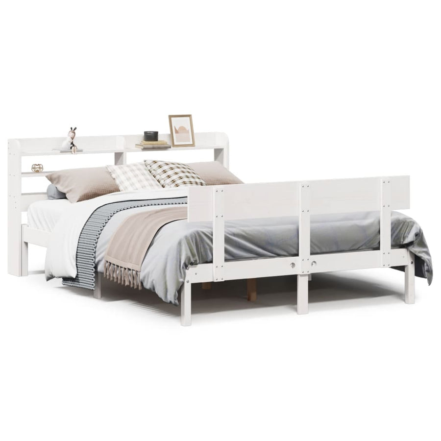 Bedframe zonder matras massief grenenhout wit 150x200 cm