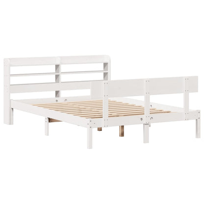 Bedframe zonder matras massief grenenhout wit 150x200 cm