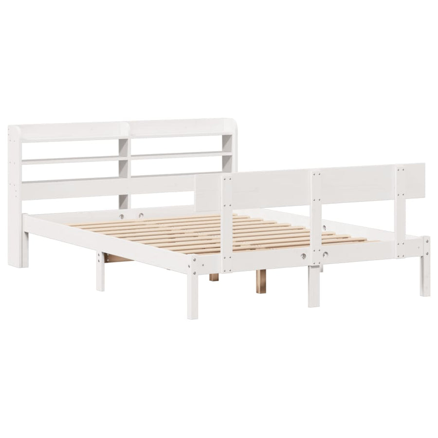 Bedframe zonder matras massief grenenhout wit 150x200 cm
