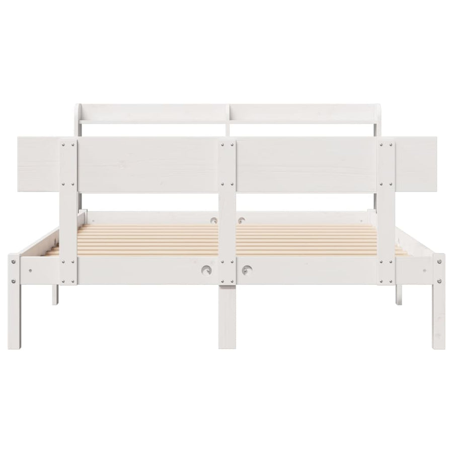 Bedframe zonder matras massief grenenhout wit 150x200 cm
