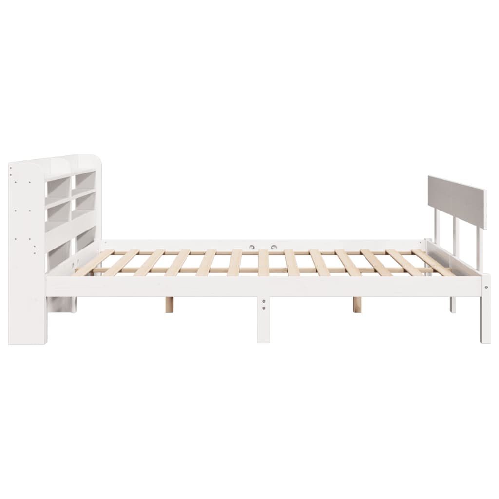 Bedframe zonder matras massief grenenhout wit 150x200 cm