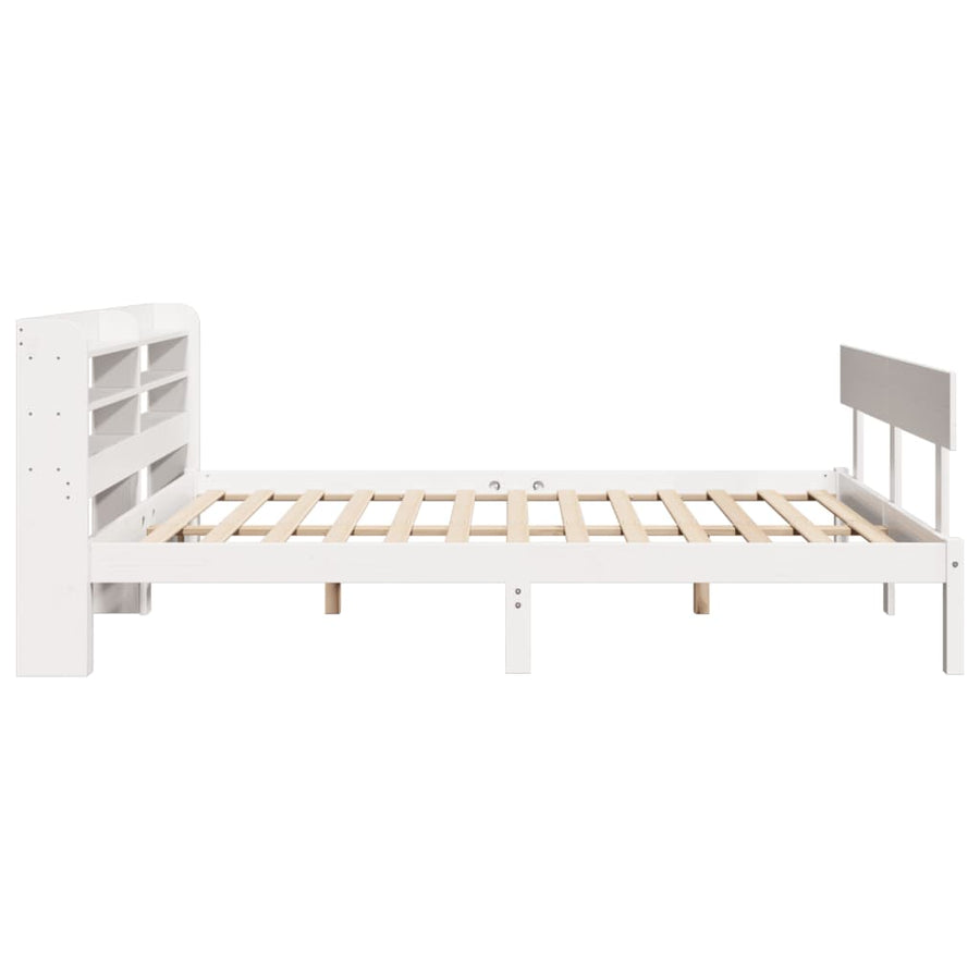 Bedframe zonder matras massief grenenhout wit 150x200 cm