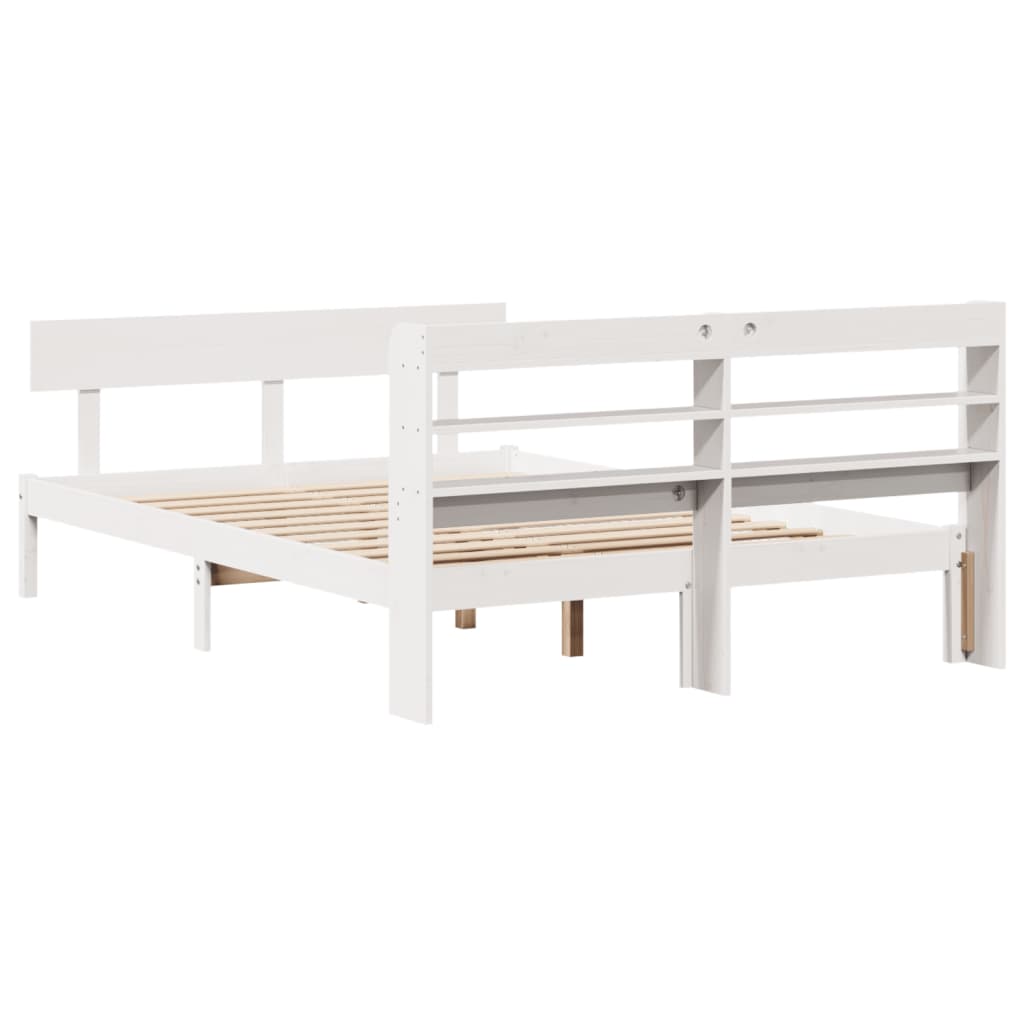 Bedframe zonder matras massief grenenhout wit 150x200 cm