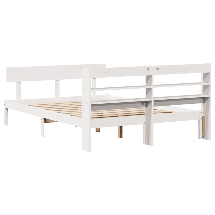 Bedframe zonder matras massief grenenhout wit 150x200 cm