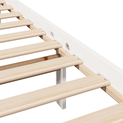 Bedframe zonder matras massief grenenhout wit 150x200 cm