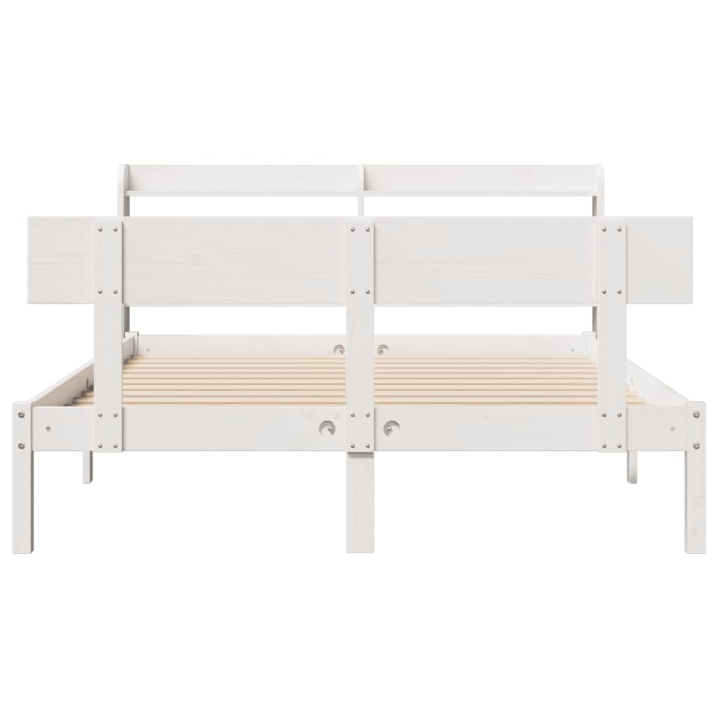 Bedframe zonder matras massief grenenhout wit 160x200 cm
