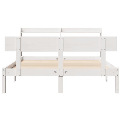 Bedframe zonder matras massief grenenhout wit 160x200 cm