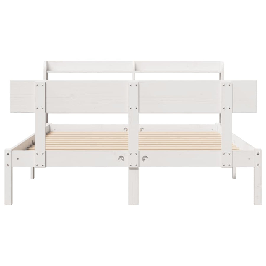Bedframe zonder matras massief grenenhout wit 160x200 cm