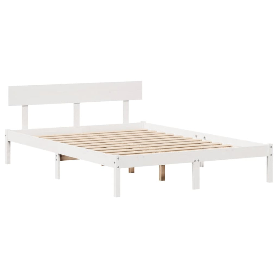 Bedframe zonder matras massief grenenhout wit 160x200 cm