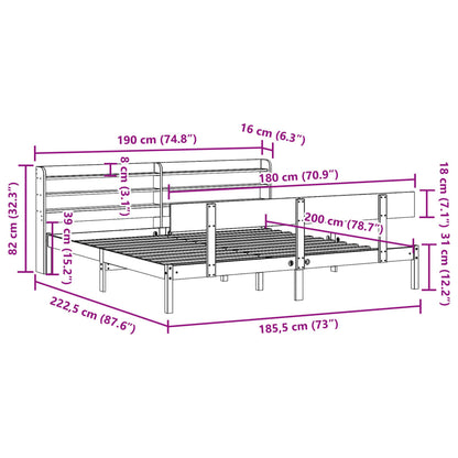 Bedframe zonder matras massief grenenhout 180x200 cm