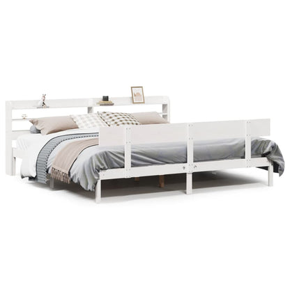 Bedframe zonder matras massief grenenhout wit 180x200 cm