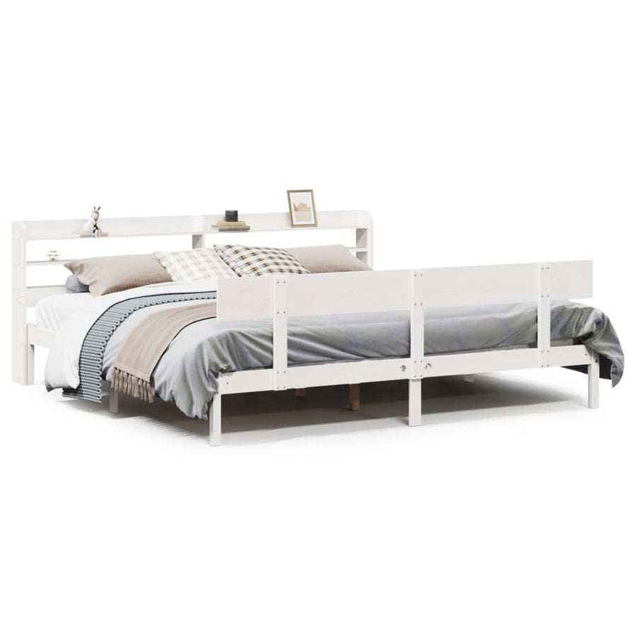 Bedframe zonder matras massief grenenhout wit 180x200 cm