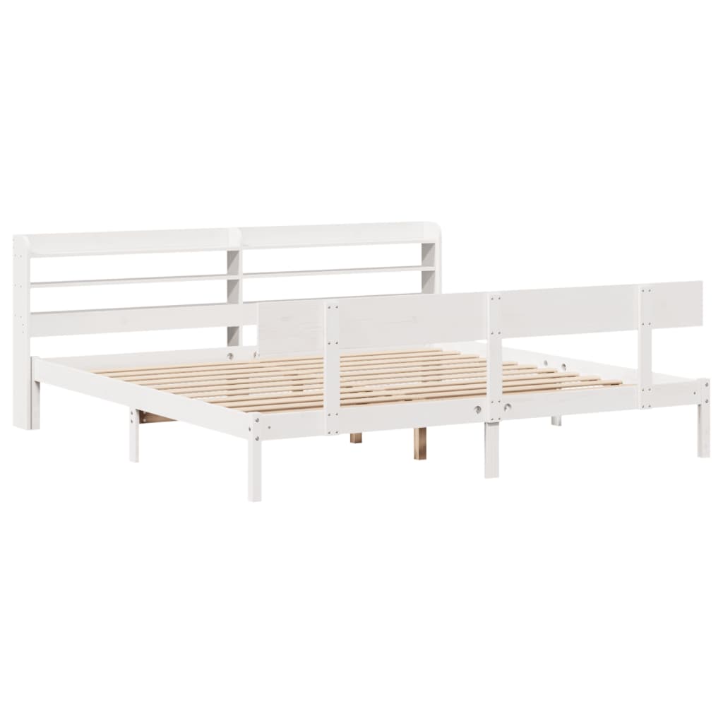 Bedframe zonder matras massief grenenhout wit 180x200 cm