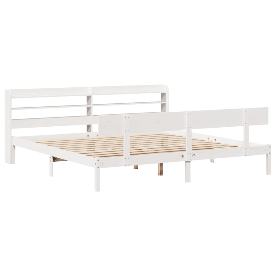 Bedframe zonder matras massief grenenhout wit 180x200 cm